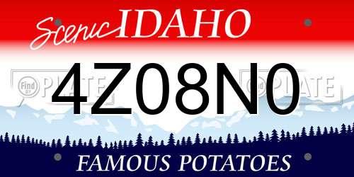 4Z08N0 Idaho License Plate