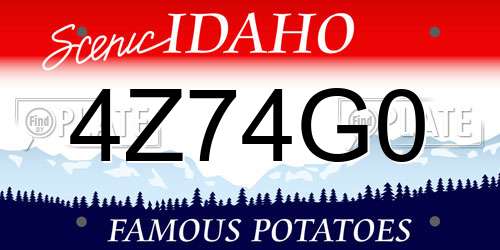 4Z74G0 Idaho License Plate