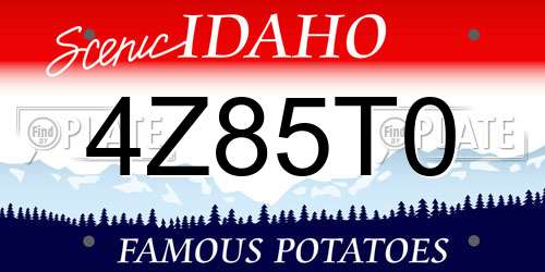 4Z85T0 Idaho License Plate