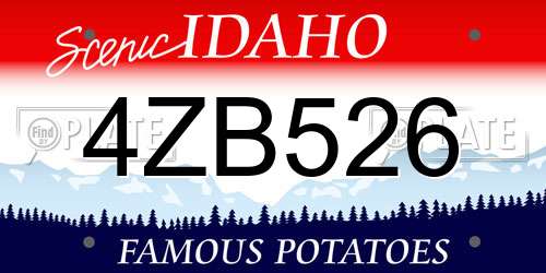 4ZB526 Idaho License Plate
