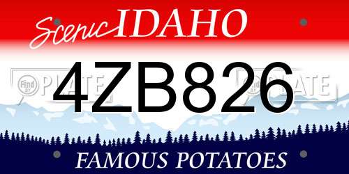 4ZB826 Idaho License Plate