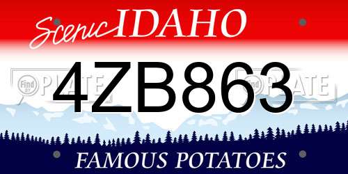 4ZB863 Idaho License Plate