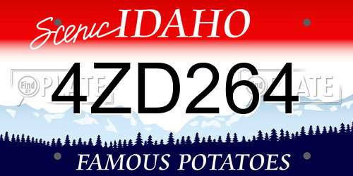 4ZD264 Idaho License Plate