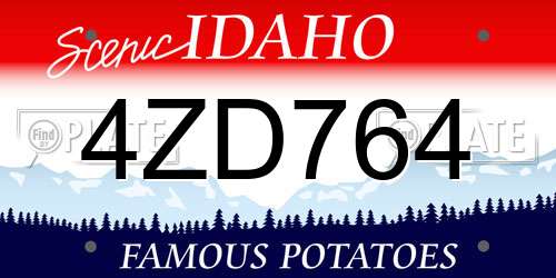 4ZD764 Idaho License Plate