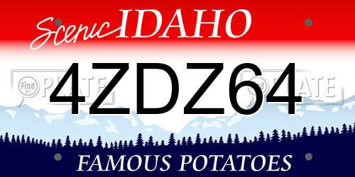 4ZDZ64 Idaho License Plate