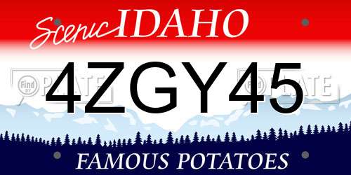 4ZGY45 Idaho License Plate