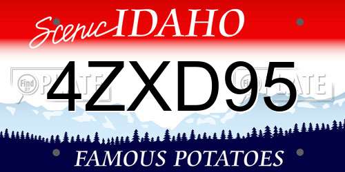 4ZXD95 Idaho License Plate