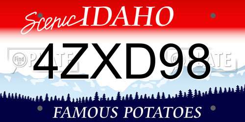 4ZXD98 Idaho License Plate