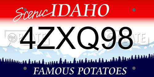 4ZXQ98 Idaho License Plate