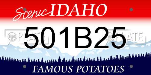 501B25 Idaho License Plate