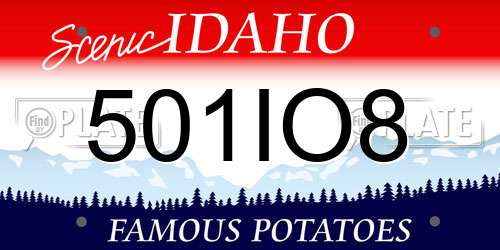 501IO8 Idaho License Plate