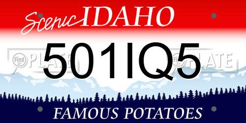 501IQ5 Idaho License Plate