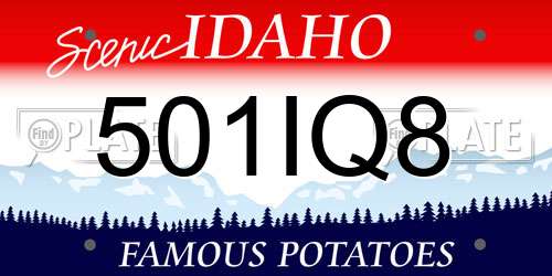 501IQ8 Idaho License Plate