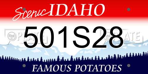501S28 Idaho License Plate