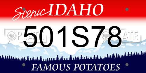 501S78 Idaho License Plate
