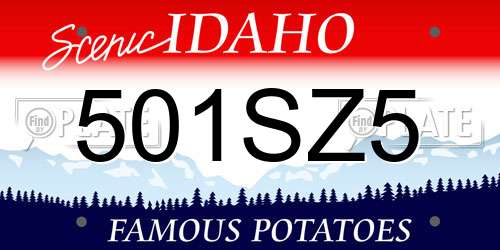 501SZ5 Idaho License Plate