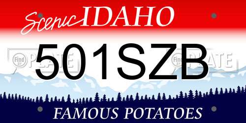 501SZB Idaho License Plate