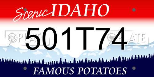 501T74 Idaho License Plate
