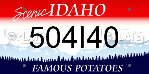 504I40 Idaho License Plate