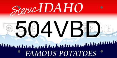 504VBD Idaho License Plate