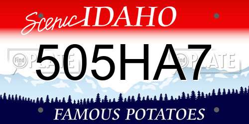 505HA7 Idaho License Plate