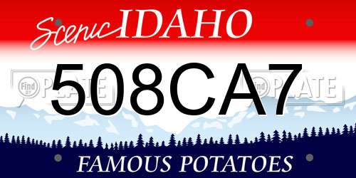 508CA7 Idaho License Plate
