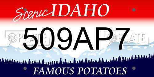 509AP7 Idaho License Plate