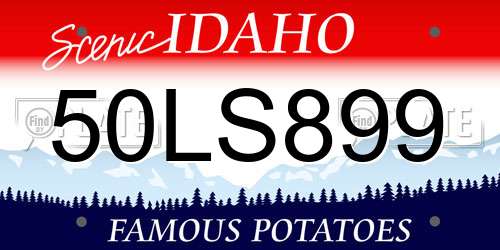 50LS899 Idaho License Plate