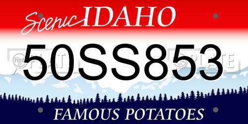 50SS853 Idaho License Plate