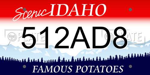 512AD8 Idaho License Plate