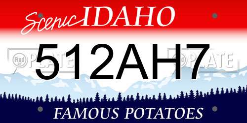 512AH7 Idaho License Plate