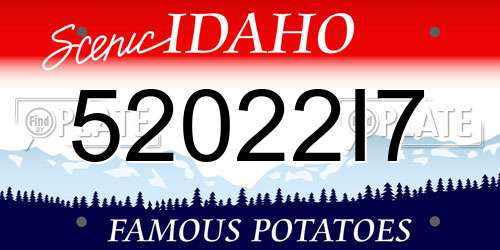 52022I7 Idaho License Plate