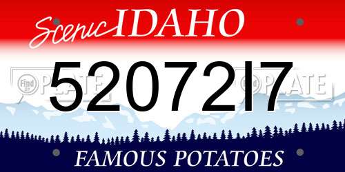 52072I7 Idaho License Plate