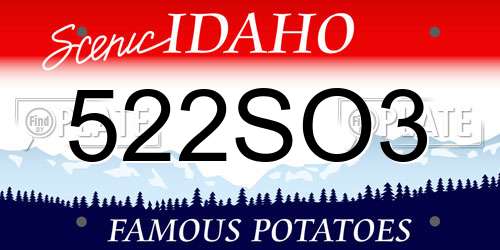 522SO3 Idaho License Plate