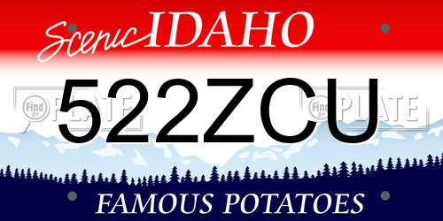 522ZCU Idaho License Plate