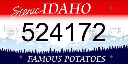 524172 Idaho License Plate