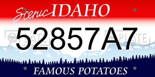 52857A7 Idaho License Plate