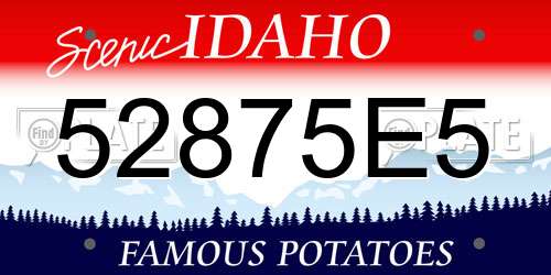 52875E5 Idaho License Plate