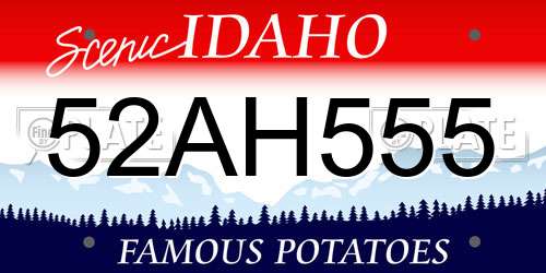 52AH555 Idaho License Plate