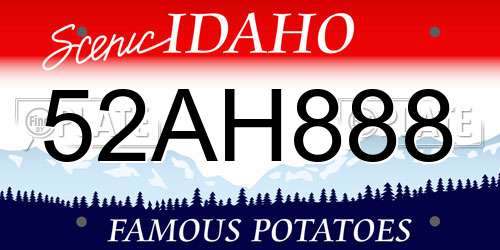 52AH888 Idaho License Plate