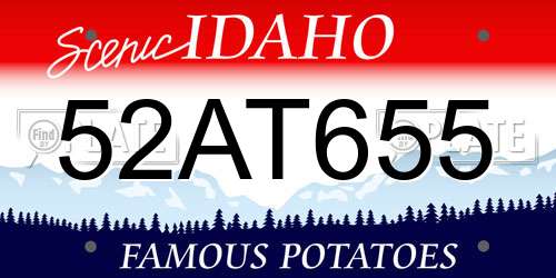 52AT655 Idaho License Plate