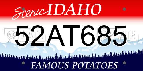 52AT685 Idaho License Plate