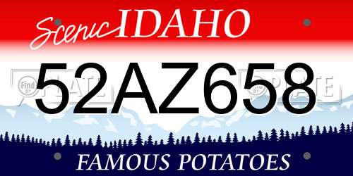 52AZ658 Idaho License Plate