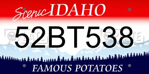 52BT538 Idaho License Plate