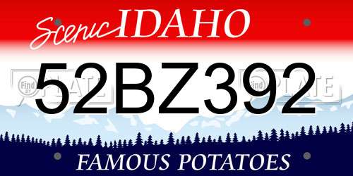 52BZ392 Idaho License Plate