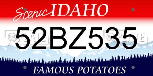52BZ535 Idaho License Plate