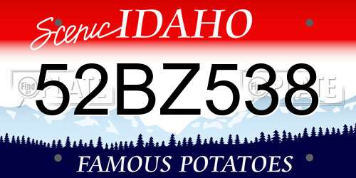 52BZ538 Idaho License Plate