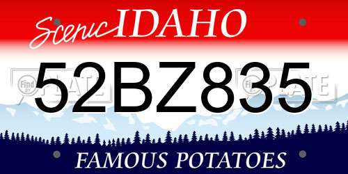52BZ835 Idaho License Plate