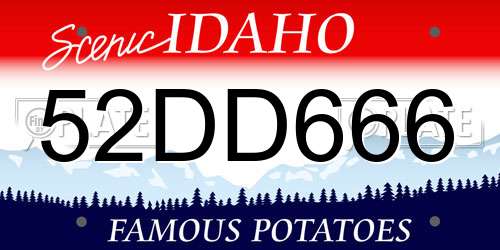 52DD666 Idaho License Plate