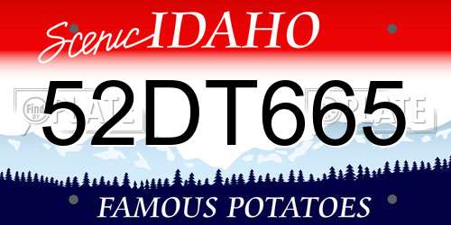 52DT665 Idaho License Plate